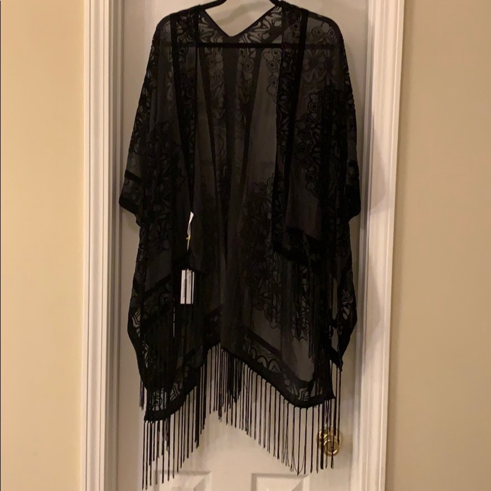 Velvet Burnout Fringe Kimono